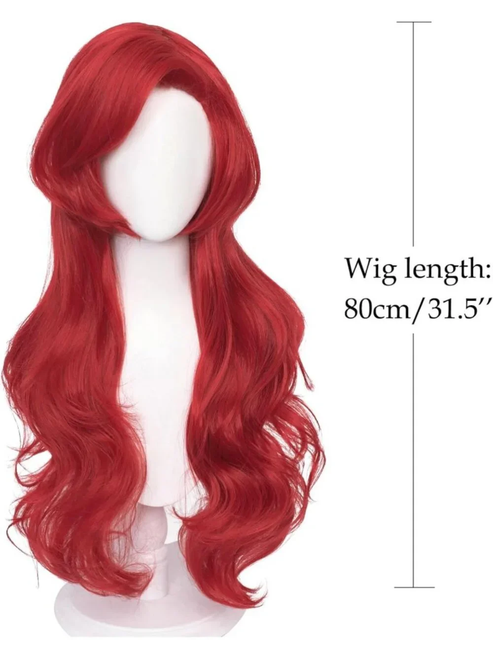 Long Red Curly Mermaid Wig - Body Wave Costume Wig for Halloween & Cosplay + Wig
